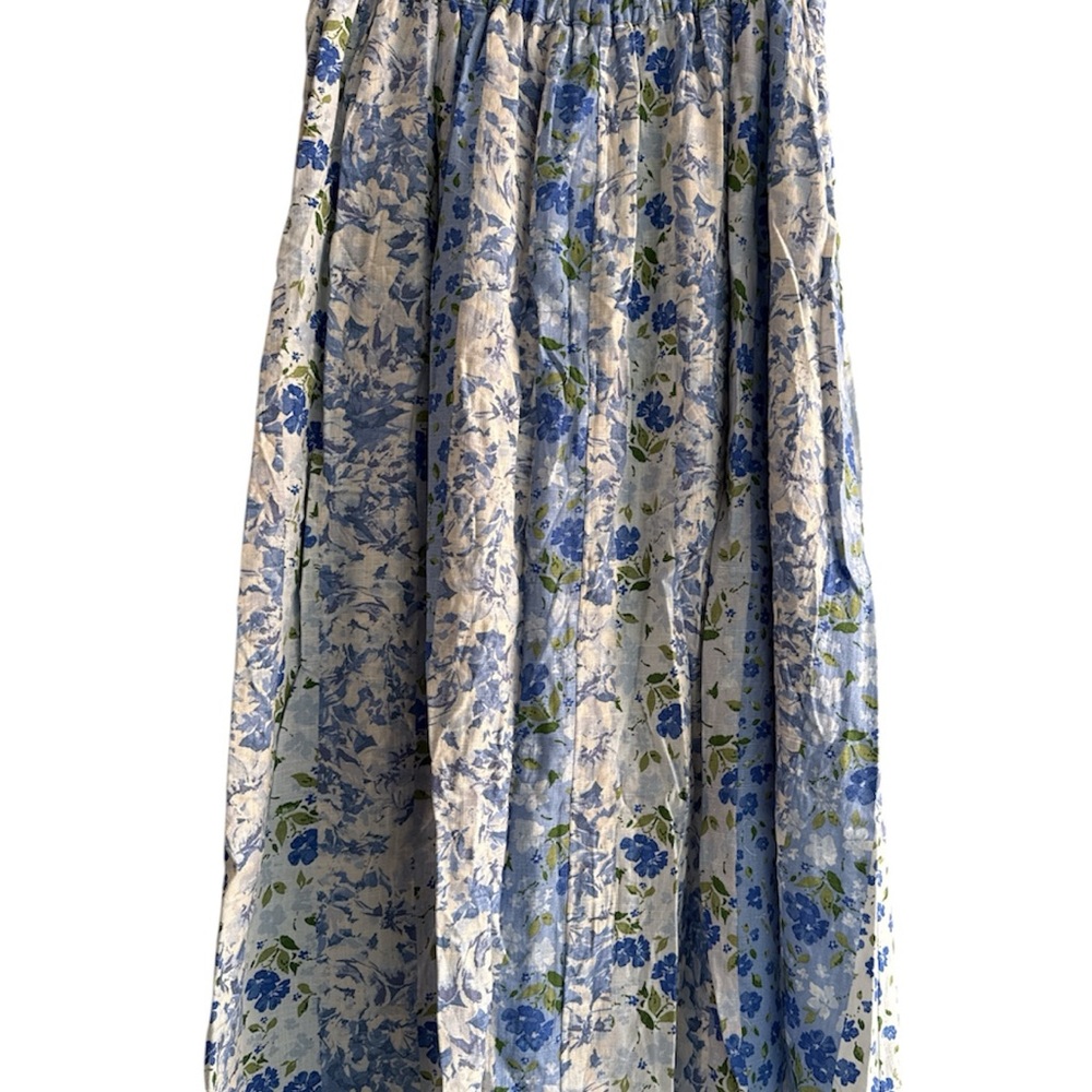 Blue & White A Line Garden Floral Button-Front Lined Midi Skirt Size M - Picture 4 of 9